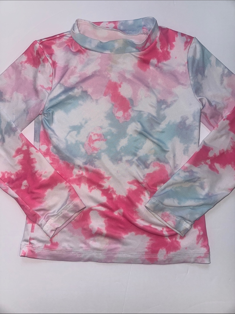 Cat & Jack Pink & Light Blue Tie-Dye Mock Neck Rash Guard